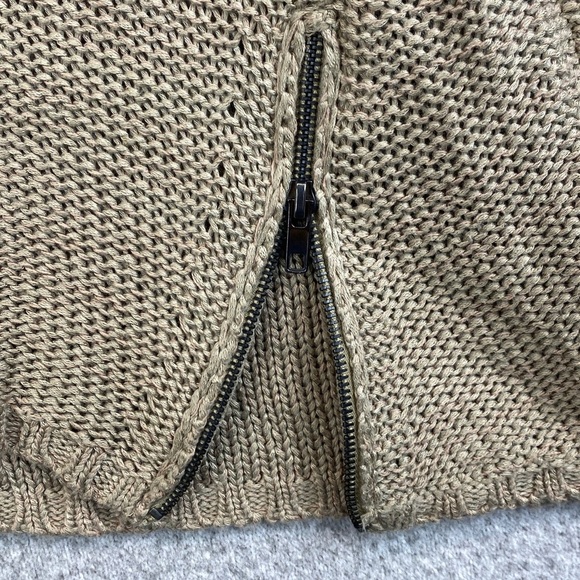 Quinn crew neck sweater M zipper accents taupe neutral minimalist edgy - Picture 4 of 8